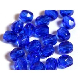 Fazettázott üveggyöngy 6mm, kék 20db/cs