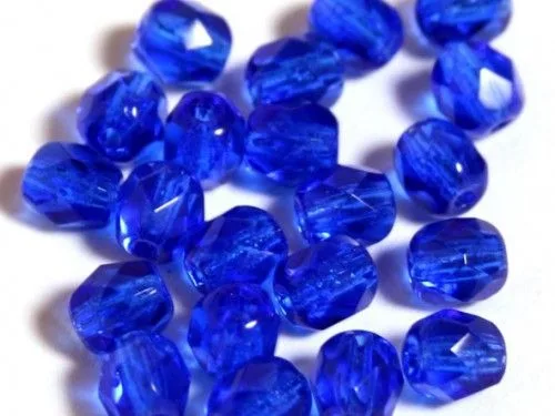 Fazettázott üveggyöngy 6mm, kék 20db/cs