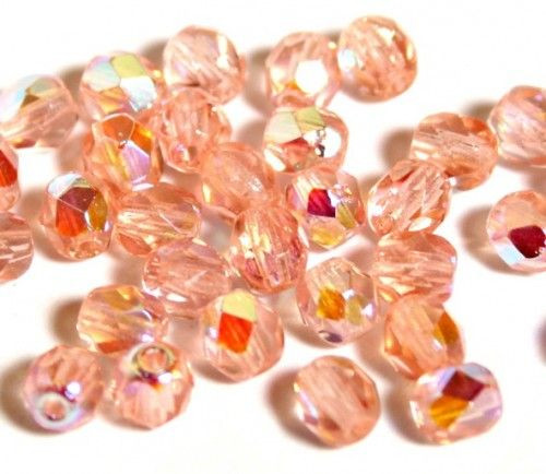 FAZETTÁZOTT ÜVEGGYÖNGY 4MM-ES - RÓZSASZÍN