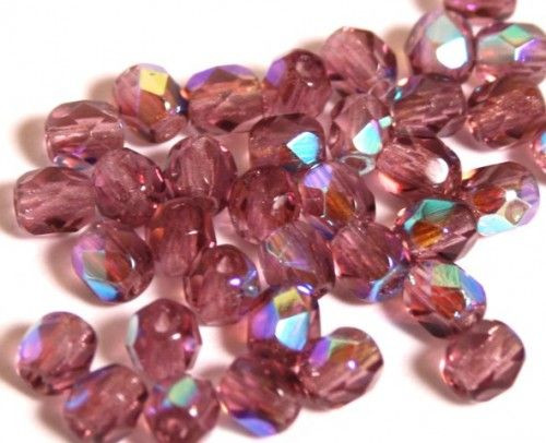 FAZETTÁZOTT ÜVEGGYÖNGY 4MM-ES - LILA