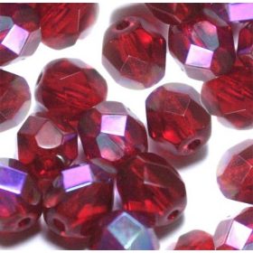 FAZETTÁZOTT ÜVEGGYÖNGY 4MM-ES - PIROS