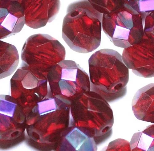 FAZETTÁZOTT ÜVEGGYÖNGY 4MM-ES - PIROS