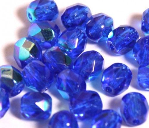 Fazettázott üveggyöngy 4mm, sötétkék