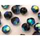 Fazettázott üveggyöngy 8mm irizáló fekete 12db/cs