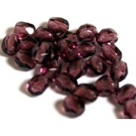 Fazettázott üveggyöngy irizáló 4mm, lila 30db/cs