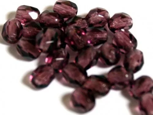 Fazettázott üveggyöngy irizáló 4mm, lila 30db/cs