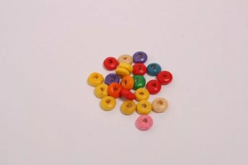 Fa gyöngy színes vegyes, Lencse, 6 mm