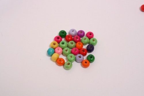 Fa gyöngy színes vegyes, Golyó, 10mm