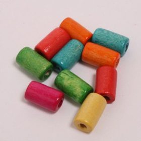 Fa gyöngy színes vegyes, Henger, 10 mm
