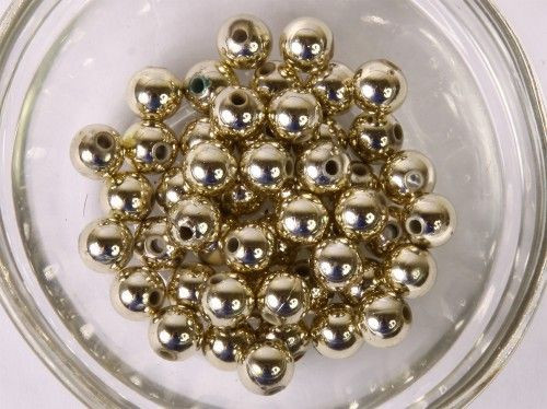 Akrilgyöngy metál, arany golyó, 50 db/cs. 6mm-es