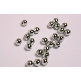 Akrilgyöngy metál, ezüst golyó, 50 db/cs