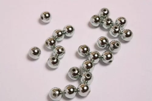 Akrilgyöngy metál, ezüst golyó, 50 db/cs