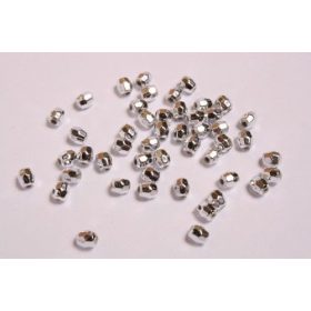 Akrilgyöngy metál, ezüst fazettázott, 50 db/cs. 6mm-es