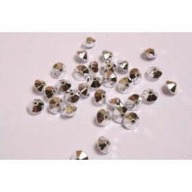 Akrilgyöngy metál, ezüst kúpos, 80 db/cs. 6mm-es