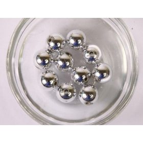 Ezüst metál akril gyöngy, golyó 10mm, 10db./cs.
