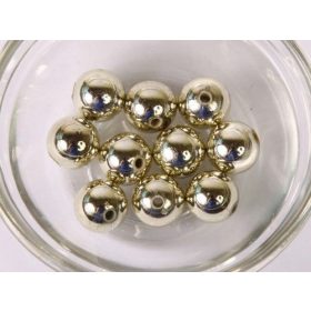 Arany metál akril gyöngy, golyó 10 mm., 10 db./cs.