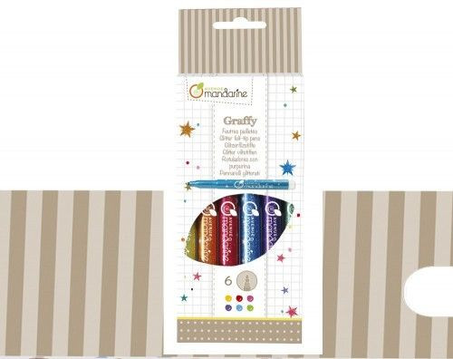 Csillámos filctoll készlet - 6 színű