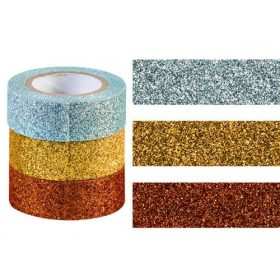 Glitteres dekor ragasztószalag - réz-arany-ezüst
