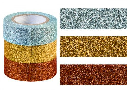Glitteres dekor ragasztószalag - réz-arany-ezüst