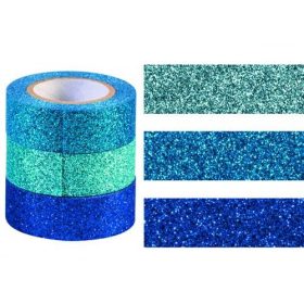 Glitteres dekor ragasztószalag - kékek