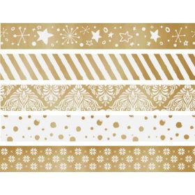 Dekor ragasztószalag készlet szalagtépővel, ARANY