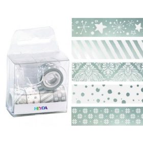 Dekor ragasztószalag készlet szalagtépővel, EZÜST