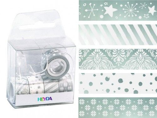 Dekor ragasztószalag készlet szalagtépővel, EZÜST