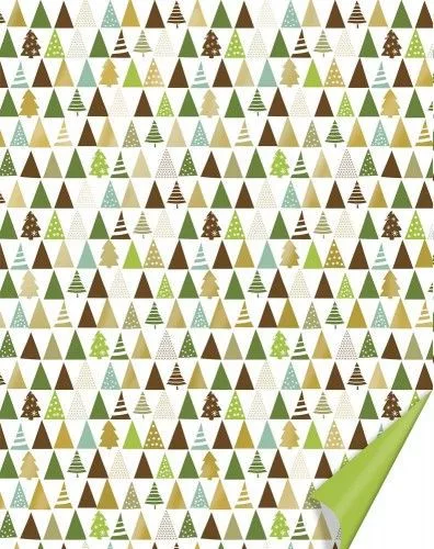 Karton fenyőfa mintával, kétoldalas, zöld-arany