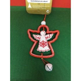 Akasztható dísz több féle piros fehér csengővel 6.5cm