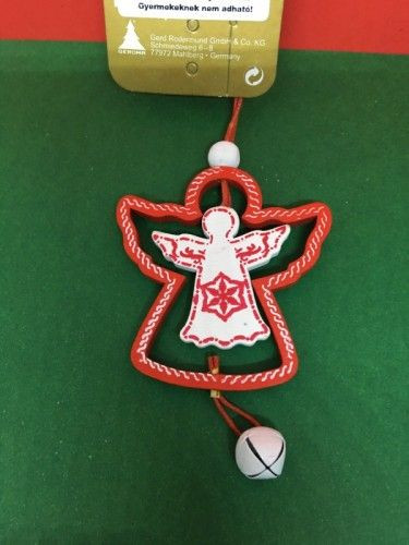 Akasztható dísz több féle piros fehér csengővel 6.5cm