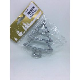 Fenyőfa 2db 10 cm nyitott ezüst glitteres