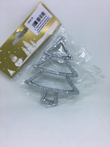 Fenyőfa 2db 10 cm nyitott ezüst glitteres