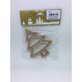 Fenyőfa 2db 10 cm nyitott bronz glitteres