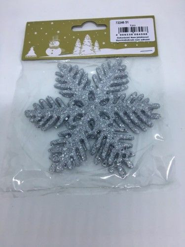 Hópehely 10cm ezüst glitteres