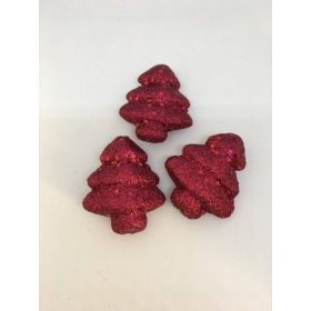 Karácsonyi dísz fenyőfa pink csillámos 6cm