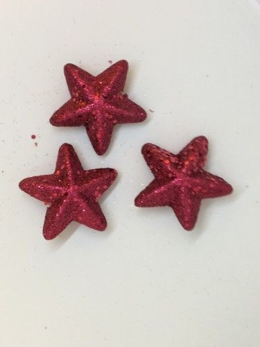 Csillagok 3db hungarocell bordó glitter