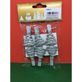 Csipesz fenyőfa ezüst csillámos 4.5cm