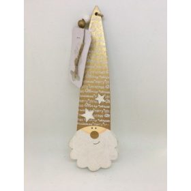 Akasztható dísz télapó fej arany fehér 20cm