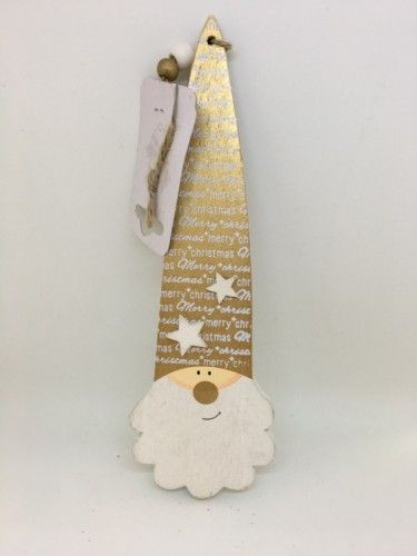 Akasztható dísz télapó fej arany fehér 20cm