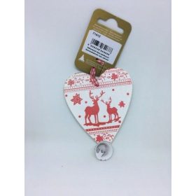 Aksztható dísz csillag csengővel piros fehér 9cm