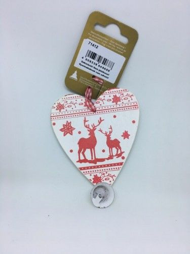 Aksztható dísz csillag csengővel piros fehér 9cm