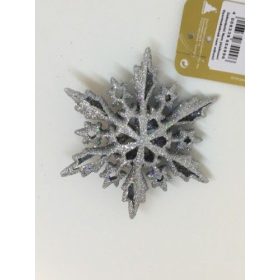 Hópehely függődísz fehér /ezüst csillámos