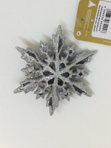 Hópehely függődísz fehér /ezüst csillámos