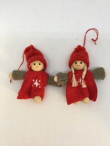 Fa figurák piros szürke /fiú/lány