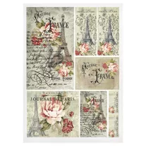 Decoupage rizspapír A4- Francia utazás kicsi, DFSA4025