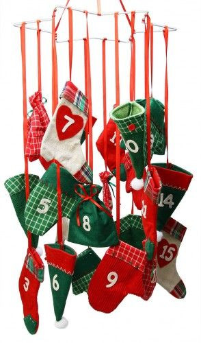 Adventi kalendárium, textil - Zoknik és kesztyűk