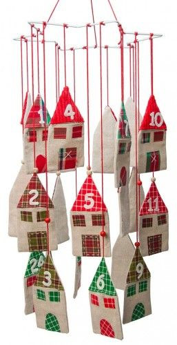 Adventi kalendárium, textil - Házikók