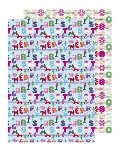 Kétoldalas karton karácsonyi mintákkal, Merry Christmas