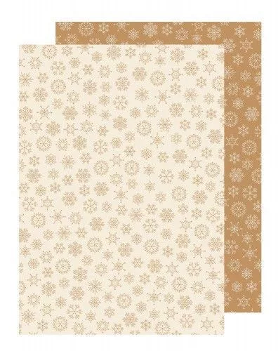 Kétoldalas karton karácsonyi mintákkal, hópehely, krém