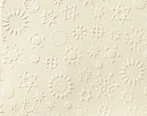 Dombornyomott karton csillag mintával, törtfehér